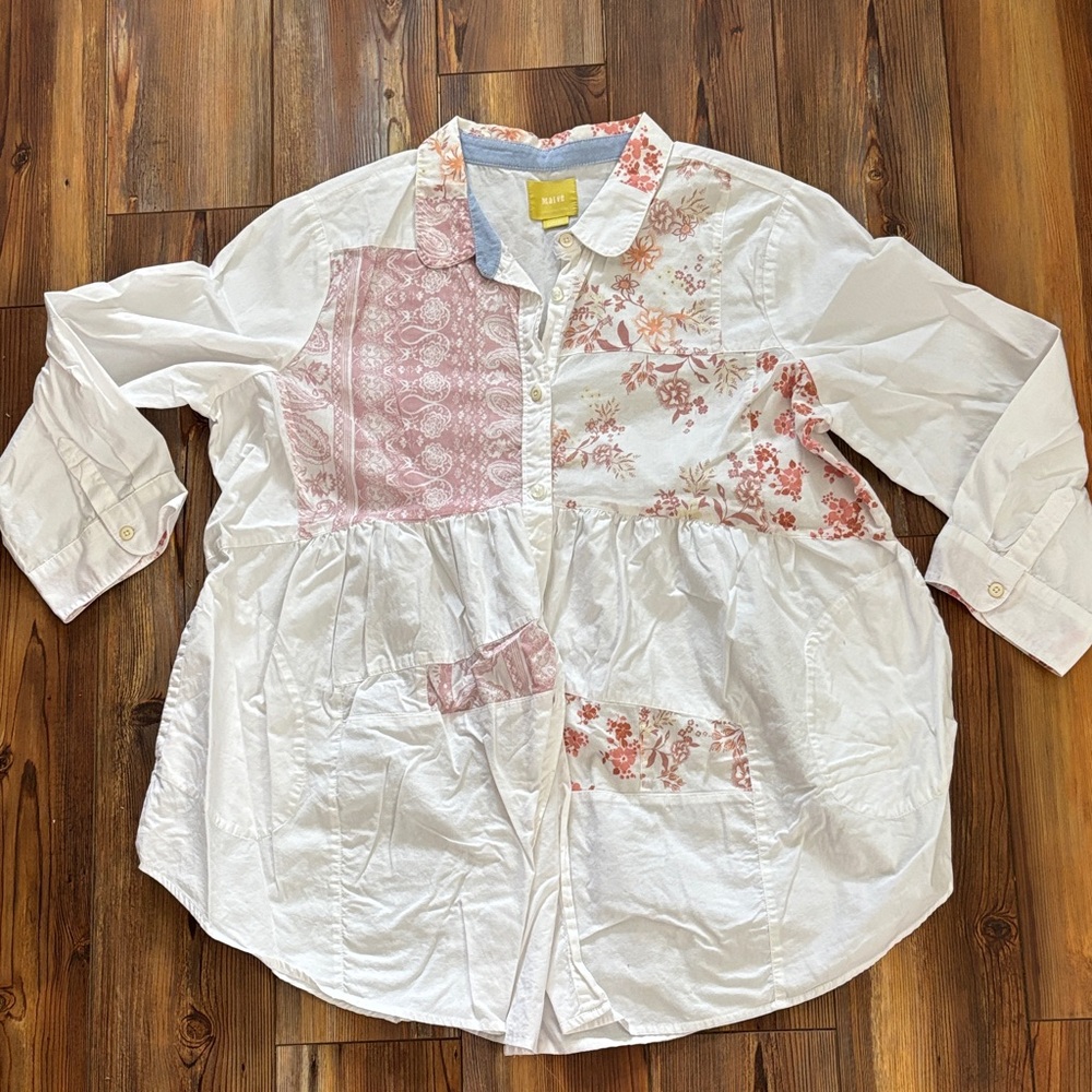 Anthropologie Patchwork Tunic Button Down From Ma… - image 2